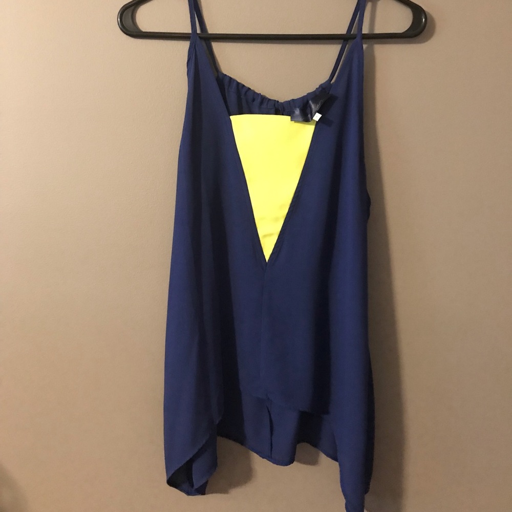 Blue and neon yellow boutique top